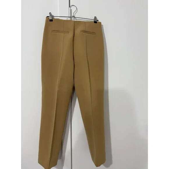 Diane von Furstenberg Women High Rise Pleated Straight Slacks Camel S4 Heavy Wtg - Picture 7 of 16